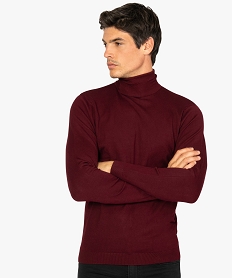 GEMO Pull homme à col roulé en maille fine Rouge