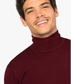 pull homme a col roule en maille fine rouge9211101_2