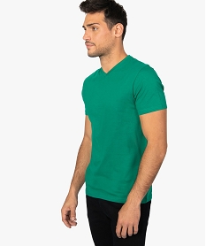 GEMO Tee-shirt homme ajusté à manches courtes et col V Vert