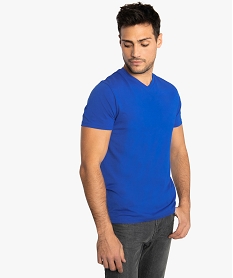 GEMO Tee-shirt homme ajusté à manches courtes et col V Bleu