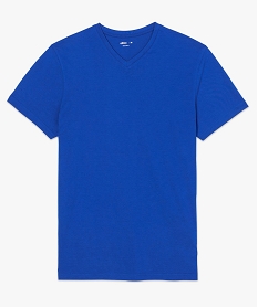 tee-shirt homme ajuste a manches courtes et col v bleu9211301_4