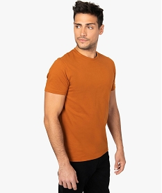 GEMO Tee-shirt homme regular à manches courtes en coton bio marron vif