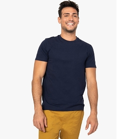 GEMO Tee-shirt homme regular à manches courtes en coton bio Bleu