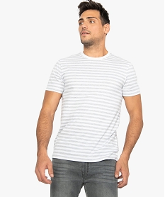 GEMO Tee-shirt homme à manches courtes et rayures en coton bio Imprimé