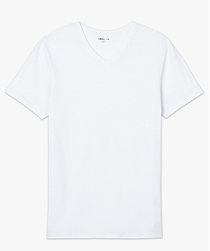 tee-shirt homme a col v coupe slim en coton bio blanc9213001_4