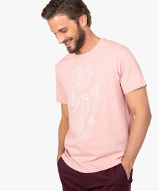 GEMO Tee-shirt homme avec imprimé devant Rose