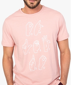 tee-shirt homme avec imprime devant rose9213301_2
