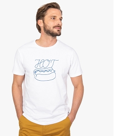 tee-shirt homme imprime a manches courtes et col rond blanc9213401_1