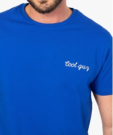 tee-shirt homme a manches courtes avec broderie poitrine bleu9213601_2