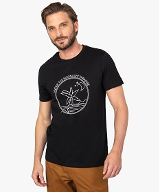 GEMO Tee-shirt homme à manches courtes avec motif palmier Noir