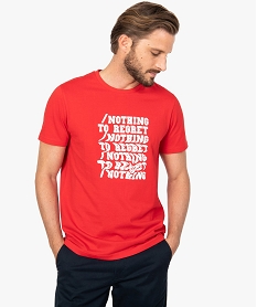GEMO Tee-shirt homme avec inscription fantaisie Rouge