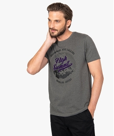 GEMO Tee-shirt homme avec motifs montagne sur lavant Gris