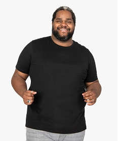 GEMO Tee-shirt homme uni à manches courtes en coton bio noir standard