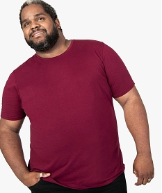 GEMO Tee-shirt homme uni à manches courtes en coton bio Rouge