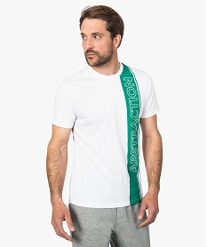 GEMO Tee-shirt homme en coton avec grande inscription contrastante devant Blanc
