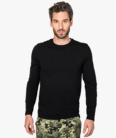 GEMO Tee-shirt homme à manches longues coupe regular Noir