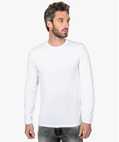 GEMO Tee-shirt homme à manches longues coupe regular Blanc