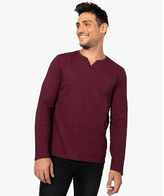 GEMO Tee-shirt homme à  manches longues et petit col V trois boutons 14503