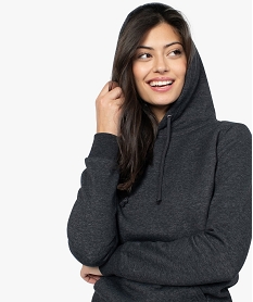 GEMO Sweat femme avec capuche et intérieur molletonné Gris