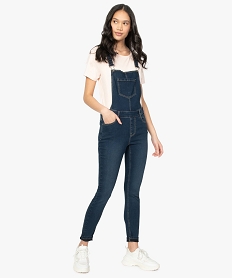 GEMO Salopette en jean pour femme coupe slim Bleu