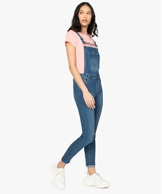 GEMO Salopette femme en jean coupe slim bleu vif