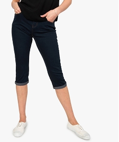 GEMO Pantacourt femme coupe slim stretch 5 poches Bleu