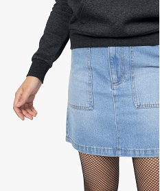 jupe en jean pour femme avec larges poches bleu jupes en jean9222901_2