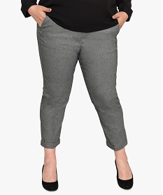 GEMO Pantalon femme stretch 78e à taille élastiquée Noir