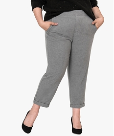 pantalon femme carotte 78e a taille elastiquee gris pantalons et jeans9223301_1