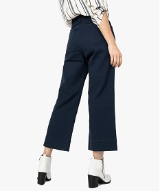 pantalon femme en toile coupe large et courte bleu9223401_3