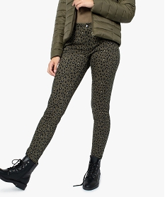 GEMO Pantalon femme coupe slim à motifs léopard Imprimé