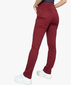 GEMO Pantalon femme regular taille haute en stretch Rouge