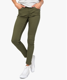 GEMO Pantalon femme skinny stretch taille basse Vert