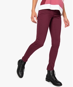 GEMO Pantalon femme skinny stretch taille basse Rouge