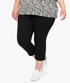 GEMO Pantacourt femme 5 poches en coton stretch uni Noir