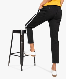 pantalon femme en toile avec bande contrastante sur le cote noir9227701_3