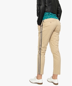 pantalon femme en toile avec lisere bicolore sur le cote beige9227801_3