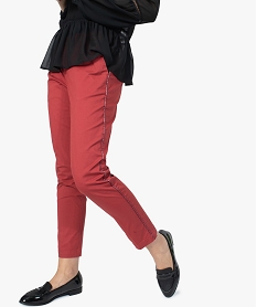 pantalon femme en toile avec lisere colore sur le cote rouge9227901_1