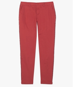 pantalon femme en toile avec lisere colore sur le cote rouge9227901_4