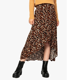 GEMO Jupe femme portefeuille longue à motif léopard Imprimé