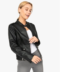 GEMO Veste femme biker avec zips Noir