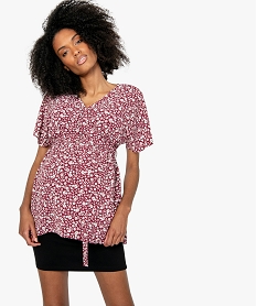 GEMO Blouse de grossesse imprimée forme cache-coeur à manches courtes Imprimé