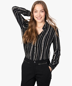 GEMO Chemise femme fluide imprimée Noir