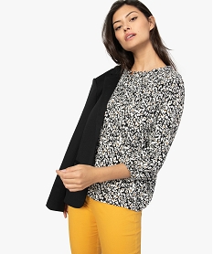 GEMO Blouse femme imprimée avec manches 34 élastiquées Imprimé