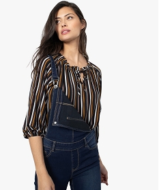 GEMO Blouse femme imprimée avec manches 34 élastiquées Multicolore