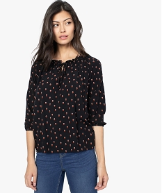 GEMO Blouse femme imprimée avec manches 34 élastiquées Imprimé