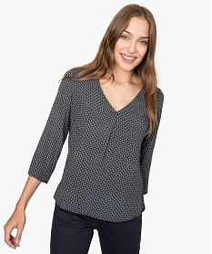 GEMO Blouse femme imprimée à manches retroussables dore