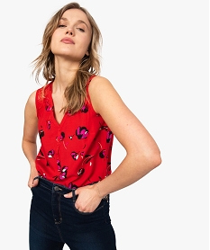 GEMO Blouse femme sans manches imprimée rouge vif
