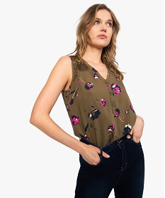 GEMO Blouse femme sans manches imprimée Vert