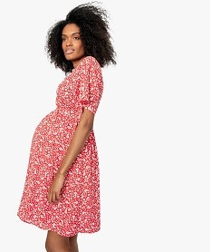 GEMO Robe de grossesse en crêpe avec col cache-cour et motif fleurs Imprimé